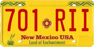 NM license plate 701RII