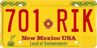 NM license plate 701RIK