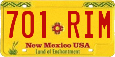 NM license plate 701RIM