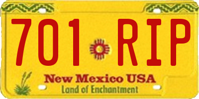 NM license plate 701RIP