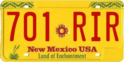 NM license plate 701RIR