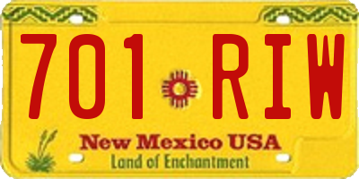 NM license plate 701RIW