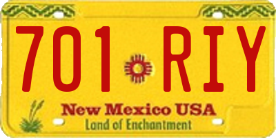 NM license plate 701RIY