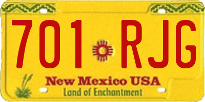 NM license plate 701RJG