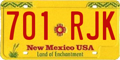 NM license plate 701RJK