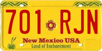 NM license plate 701RJN