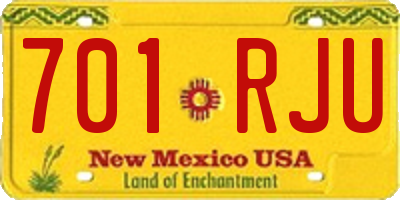 NM license plate 701RJU