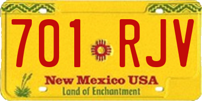 NM license plate 701RJV