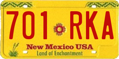 NM license plate 701RKA