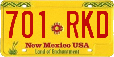 NM license plate 701RKD