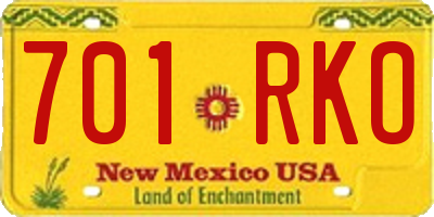 NM license plate 701RKO