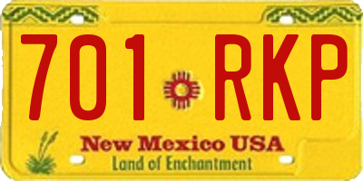 NM license plate 701RKP