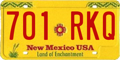 NM license plate 701RKQ