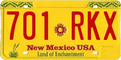 NM license plate 701RKX