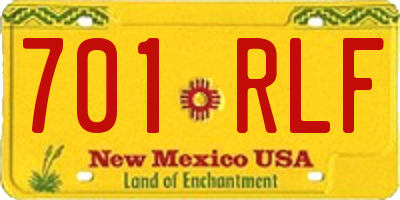 NM license plate 701RLF
