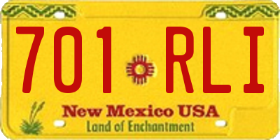 NM license plate 701RLI