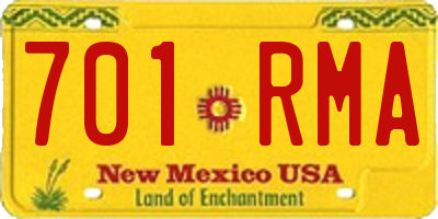 NM license plate 701RMA