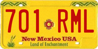NM license plate 701RML