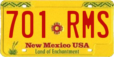NM license plate 701RMS