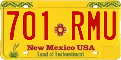 NM license plate 701RMU