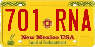 NM license plate 701RNA