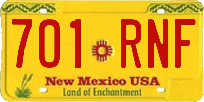 NM license plate 701RNF
