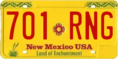 NM license plate 701RNG