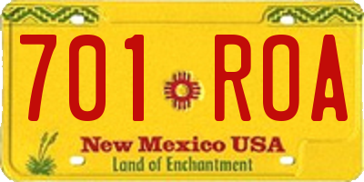 NM license plate 701ROA