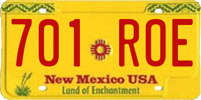 NM license plate 701ROE