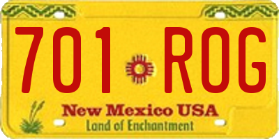 NM license plate 701ROG