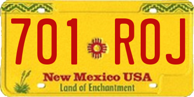 NM license plate 701ROJ