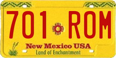 NM license plate 701ROM