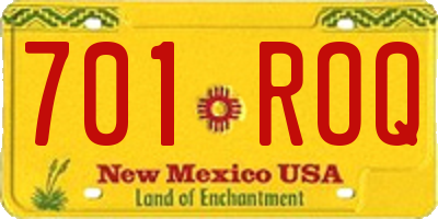 NM license plate 701ROQ