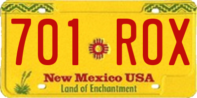 NM license plate 701ROX