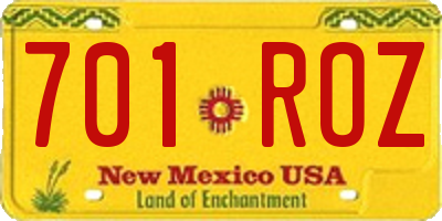 NM license plate 701ROZ