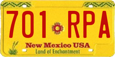 NM license plate 701RPA