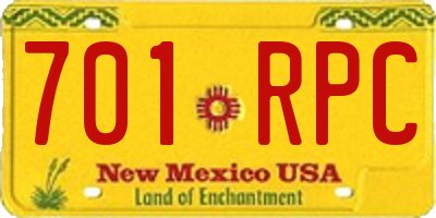 NM license plate 701RPC