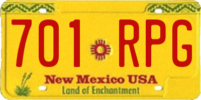 NM license plate 701RPG