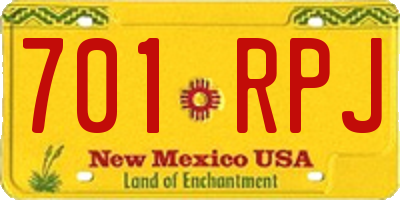 NM license plate 701RPJ