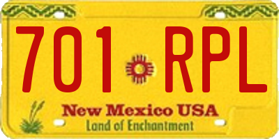 NM license plate 701RPL
