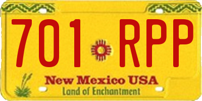 NM license plate 701RPP