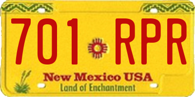 NM license plate 701RPR