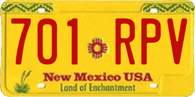 NM license plate 701RPV