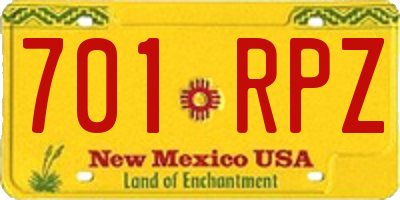 NM license plate 701RPZ