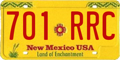 NM license plate 701RRC