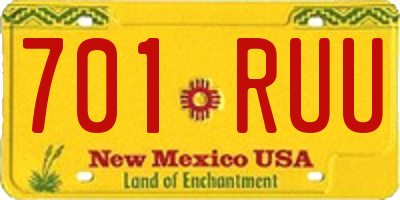 NM license plate 701RUU