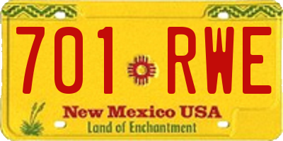 NM license plate 701RWE