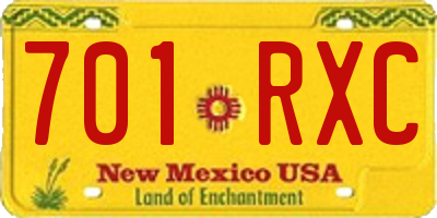 NM license plate 701RXC