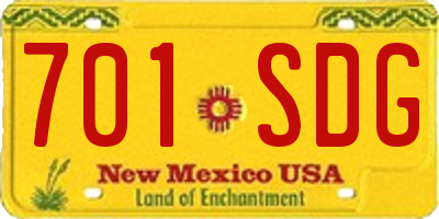 NM license plate 701SDG