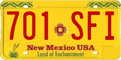 NM license plate 701SFI
